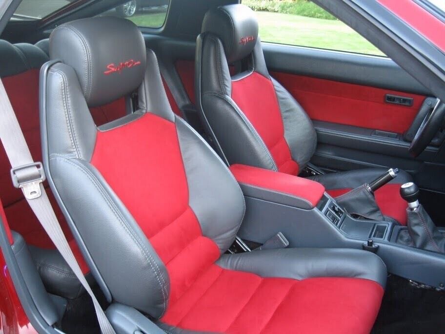 Toyota Supra MK3 / MKIII 1986.5-1992 Synthetic Leather Seat Covers In Red & Grey