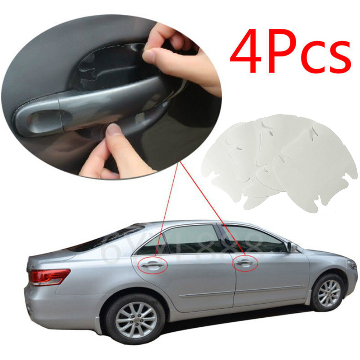 Invisible Clear Car Door Handle Paint Scratch Protector Guard Film Sheet 4pcs