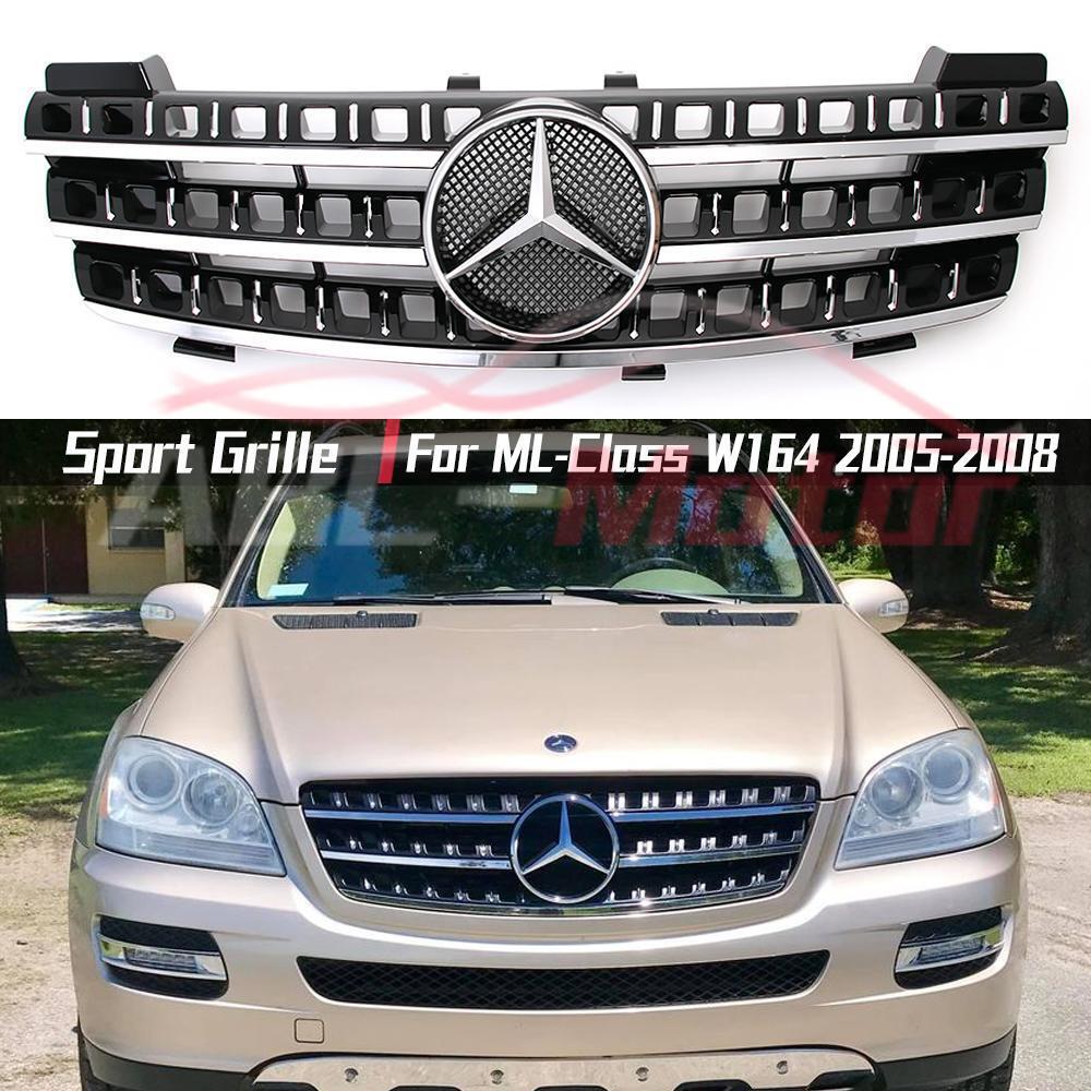 Chrome Sport Grille W/Emblem For Benz ML-Class W164 2005-2008 ML320 ML350 ML550
