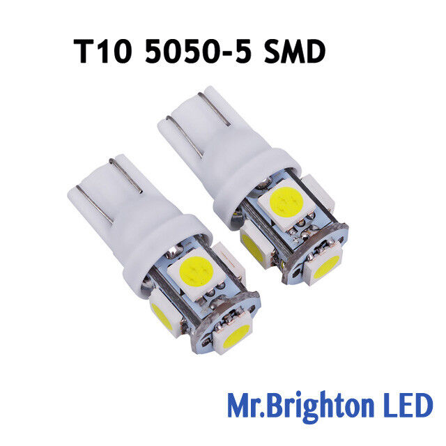 2Pcs Super White T10 Wedge 5-SMD 5050 LED Car Light bulbs License Plate W5W 194