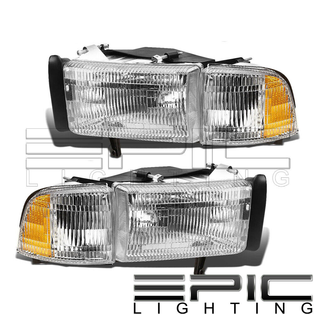 Left Right Sides Pair Head Lamps w/ Corner Lamps for 1994-2002 DODGE RAM 1500