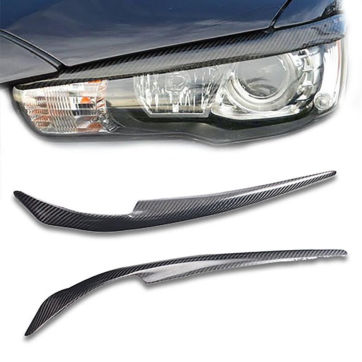 Carbon Fiber Headlight Eyelids Eyebrows for Mitsubishi Lancer EVO X 10 08-14 A#