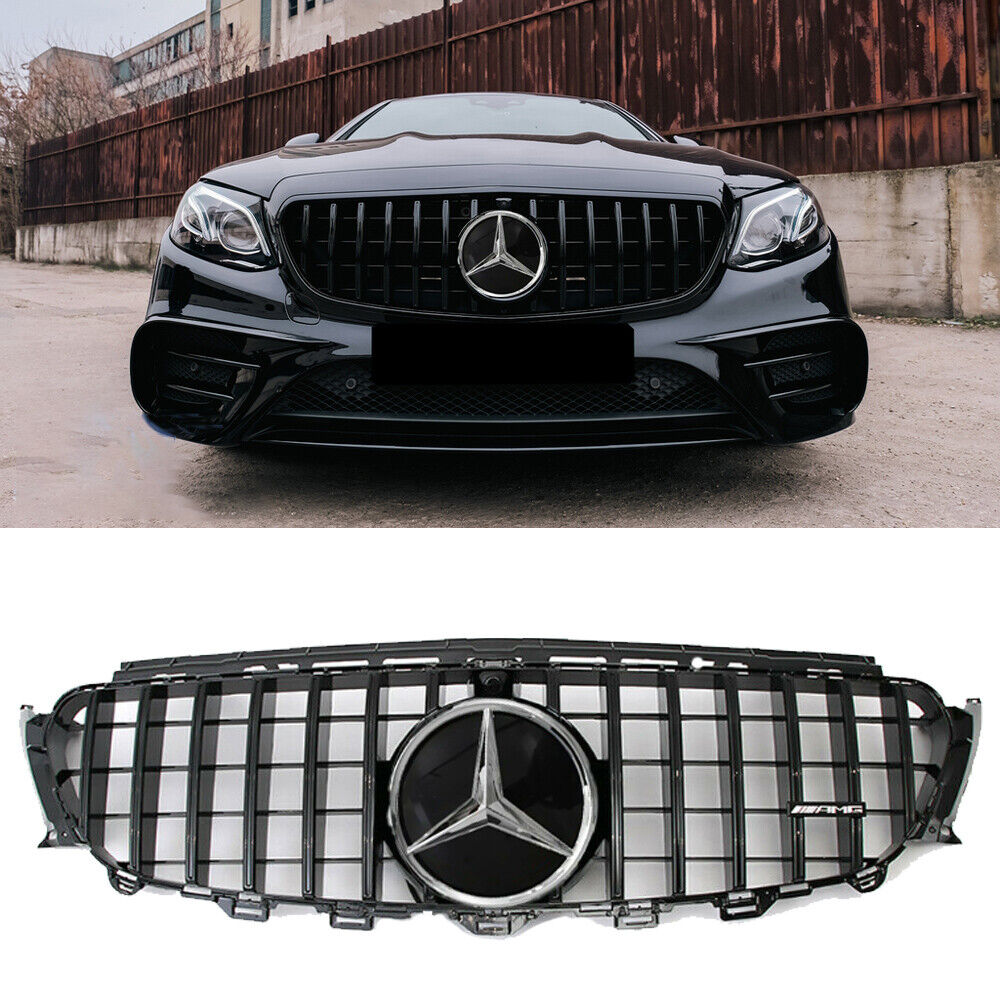 GT R Front Grille W/ CAMERA HOLE For Mercedes Benz W213 E-CLASS 2016-2020 Black