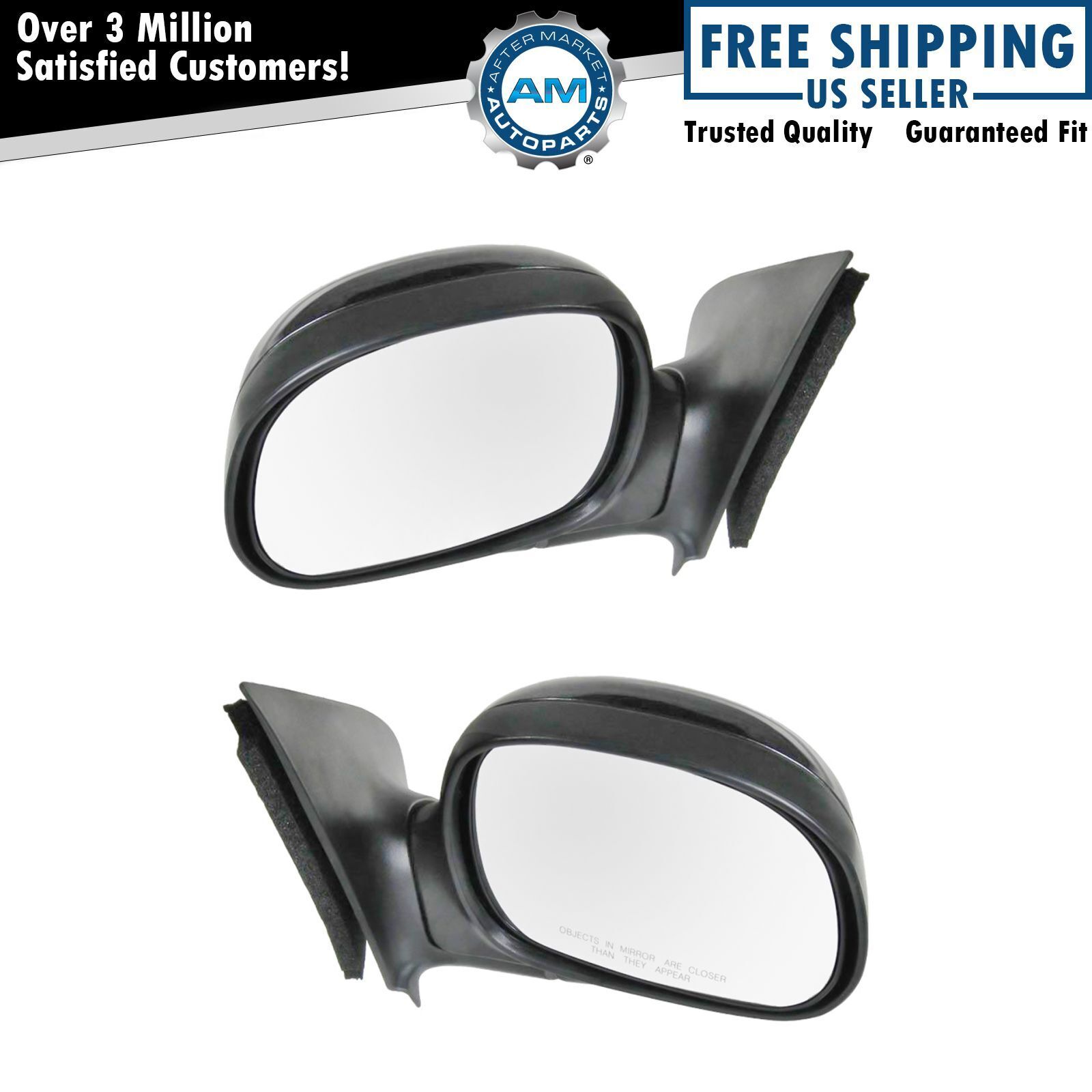 Black Manual Side Mirror Pair Set of 2 LH & RH for Ford F150 F250 Pickup Truck