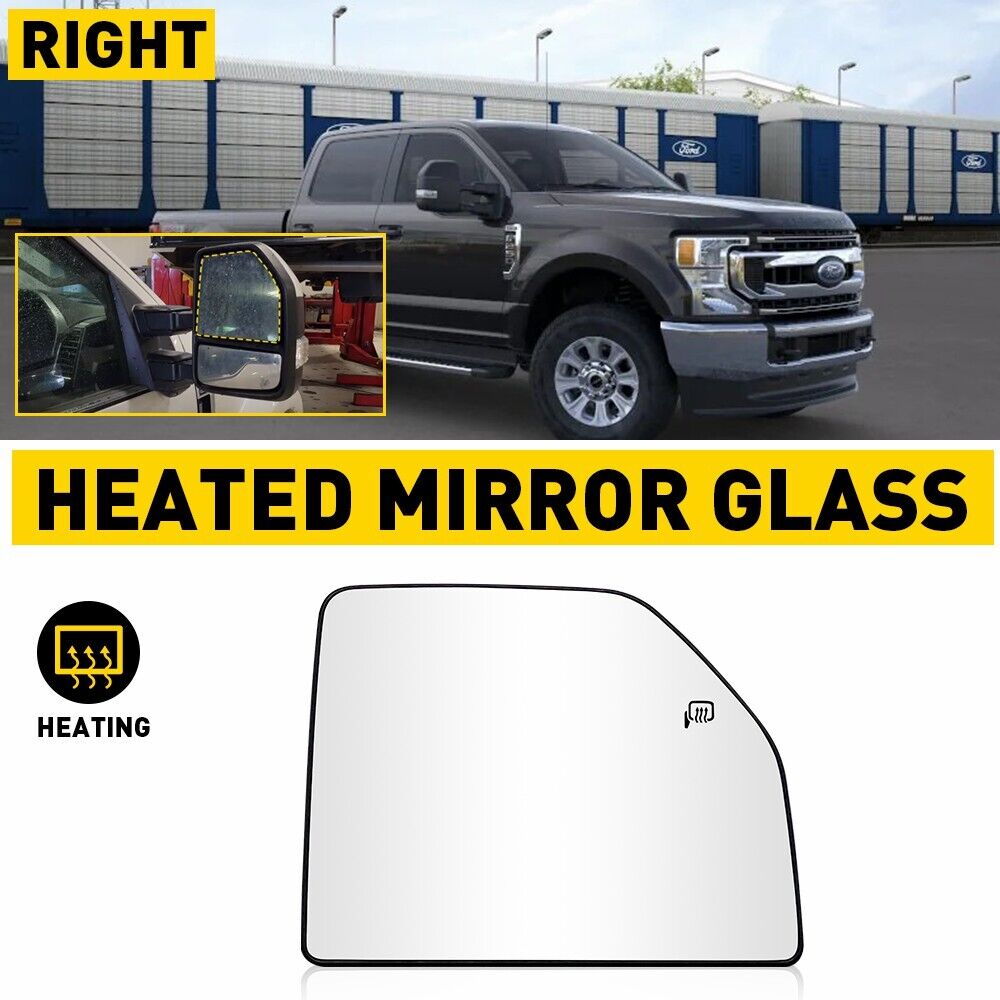 Mirror Glass Upper Passenger Side Right Heated for 2017-2022 FORD F250 F350 SD