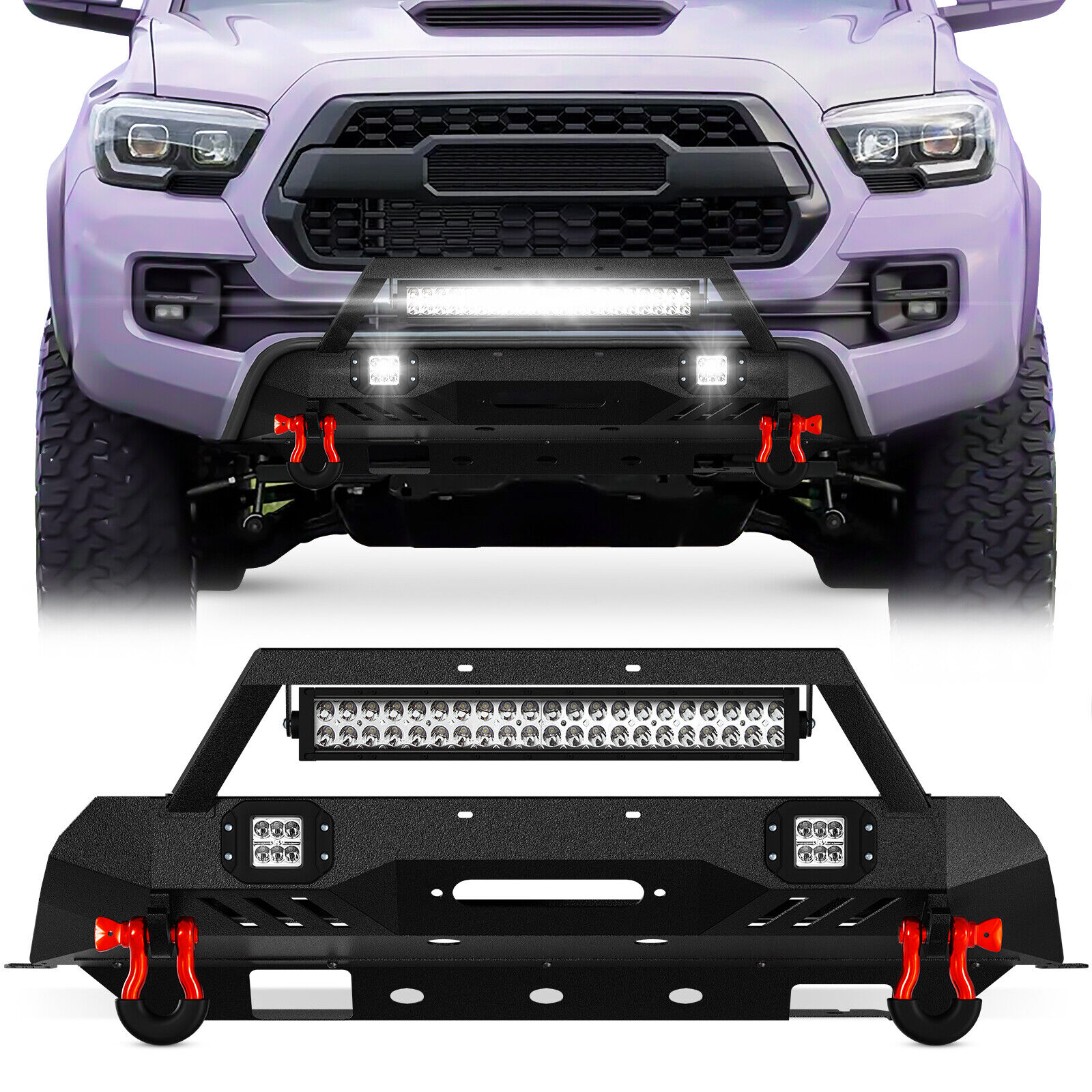 Front Bumper for 16-2023 3rd Gen Tacoma Pickup Truck  w/ Winch Plate & LED Light