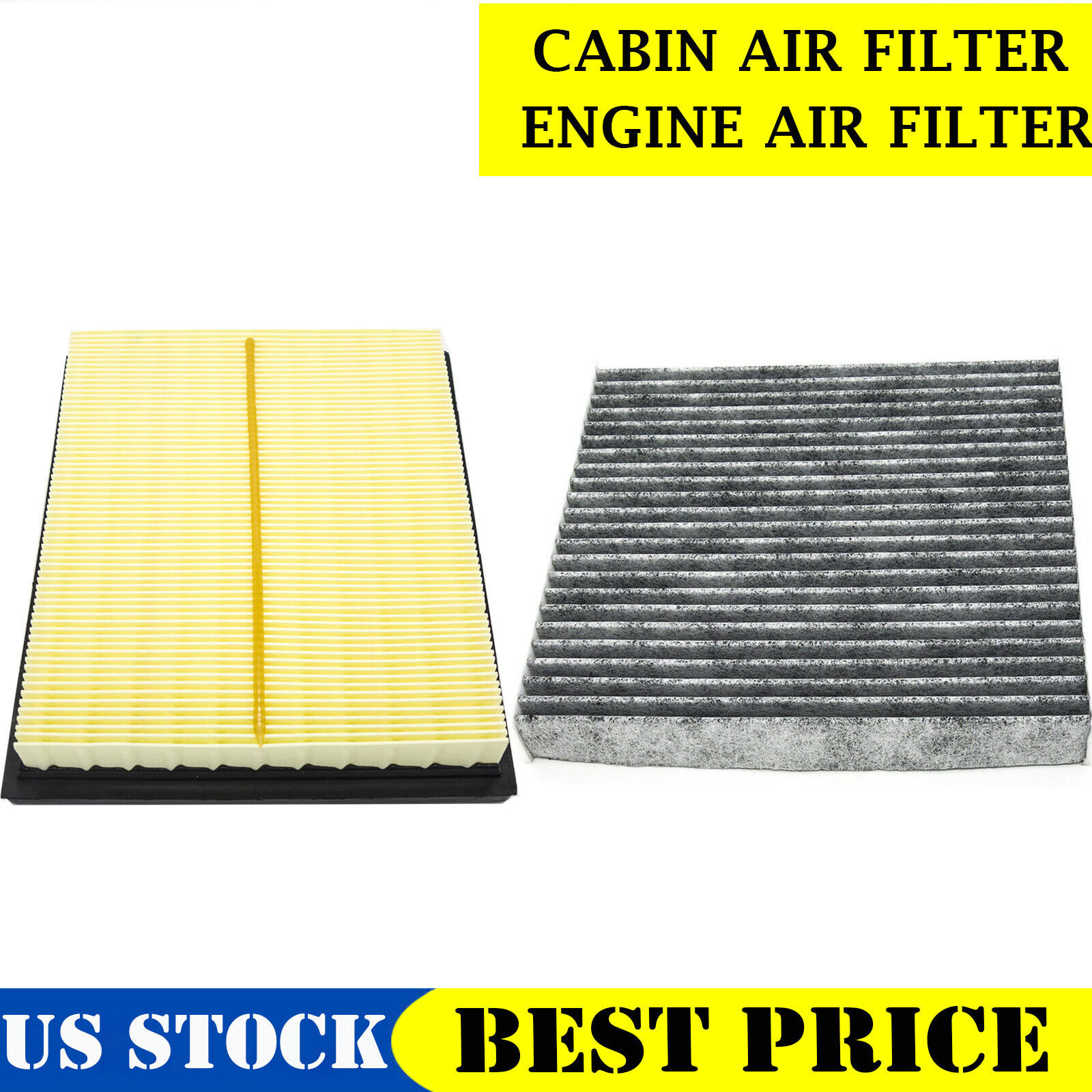 CARBON CABIN & ENGINE AIR FILTER KIT FOR TOYOTA PRIUS 1.8L ENGINE  2015 - 2010