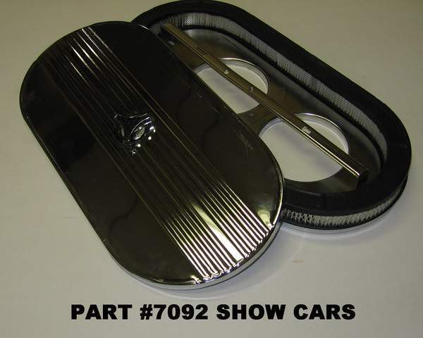 348 409 58,59,60,61,62,63,64 CHEVROLET IMPALA 2X4 OVAL AIR CLEANER CHROME TOP