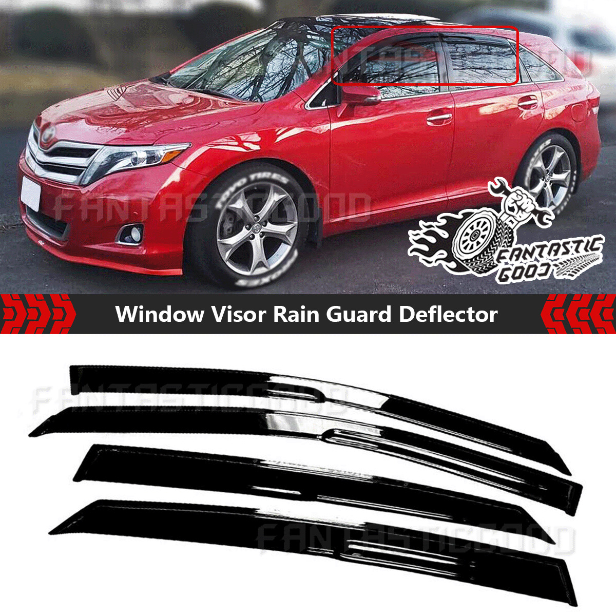 For Toyota Venza 2008-16 Mugen 3D Style Window Visors Rain Vent Guards Deflector