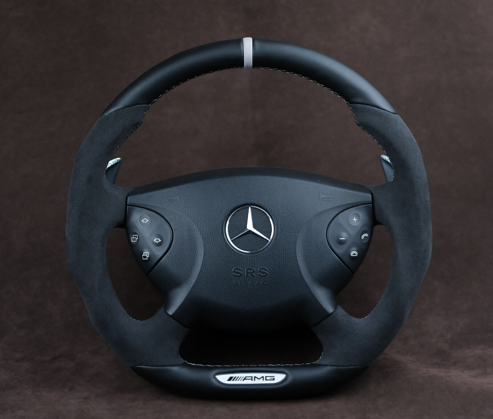 OEM Mercedes custom steering wheel W211 e55amg flat bottom thick metal paddles