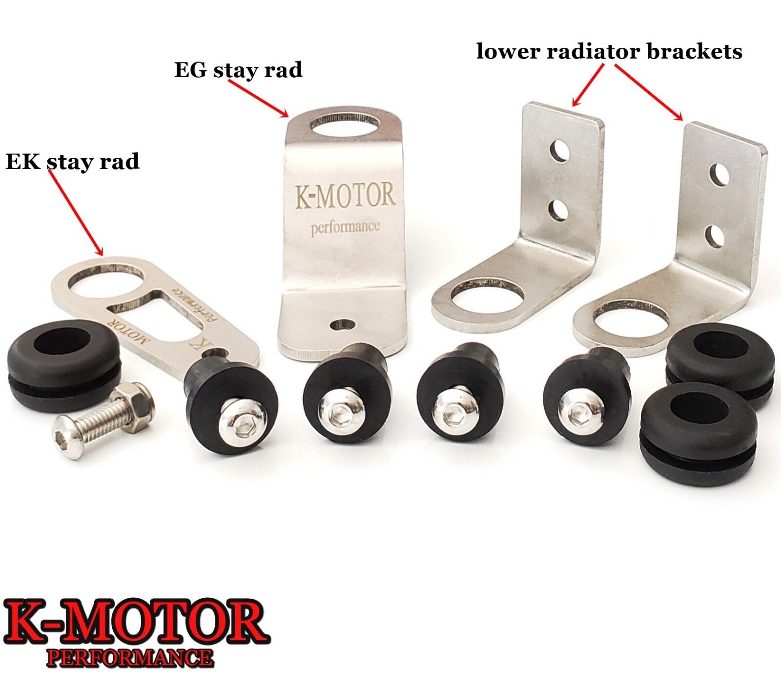 K-MOTOR Bolt-on Radiator Bracket Kit K-Series - For Civic Integra - K-Swap