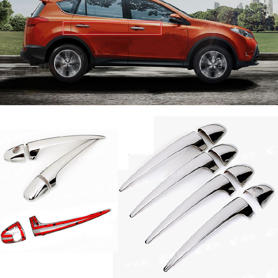 New Chrome ABS Car Auto Side Door Handle Catch Covers Trim for RAV4 2013-2015