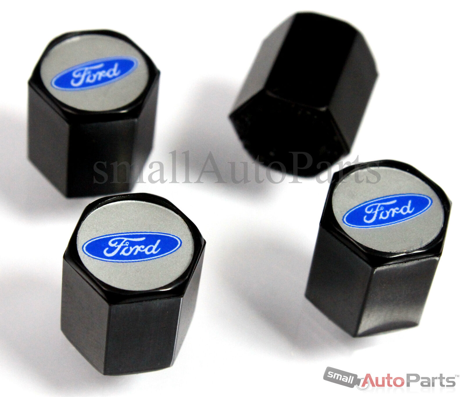 (4) Ford Blue Oval Logo Black ABS Tire/Wheel Stem Air Valve CAPS Covers set