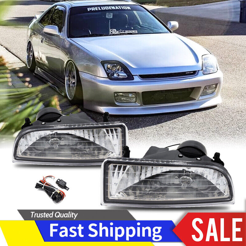 Fit 1997-2001 Honda Prelude Front Bumper Clear Fog Lights Driving Lamps W/Wiring