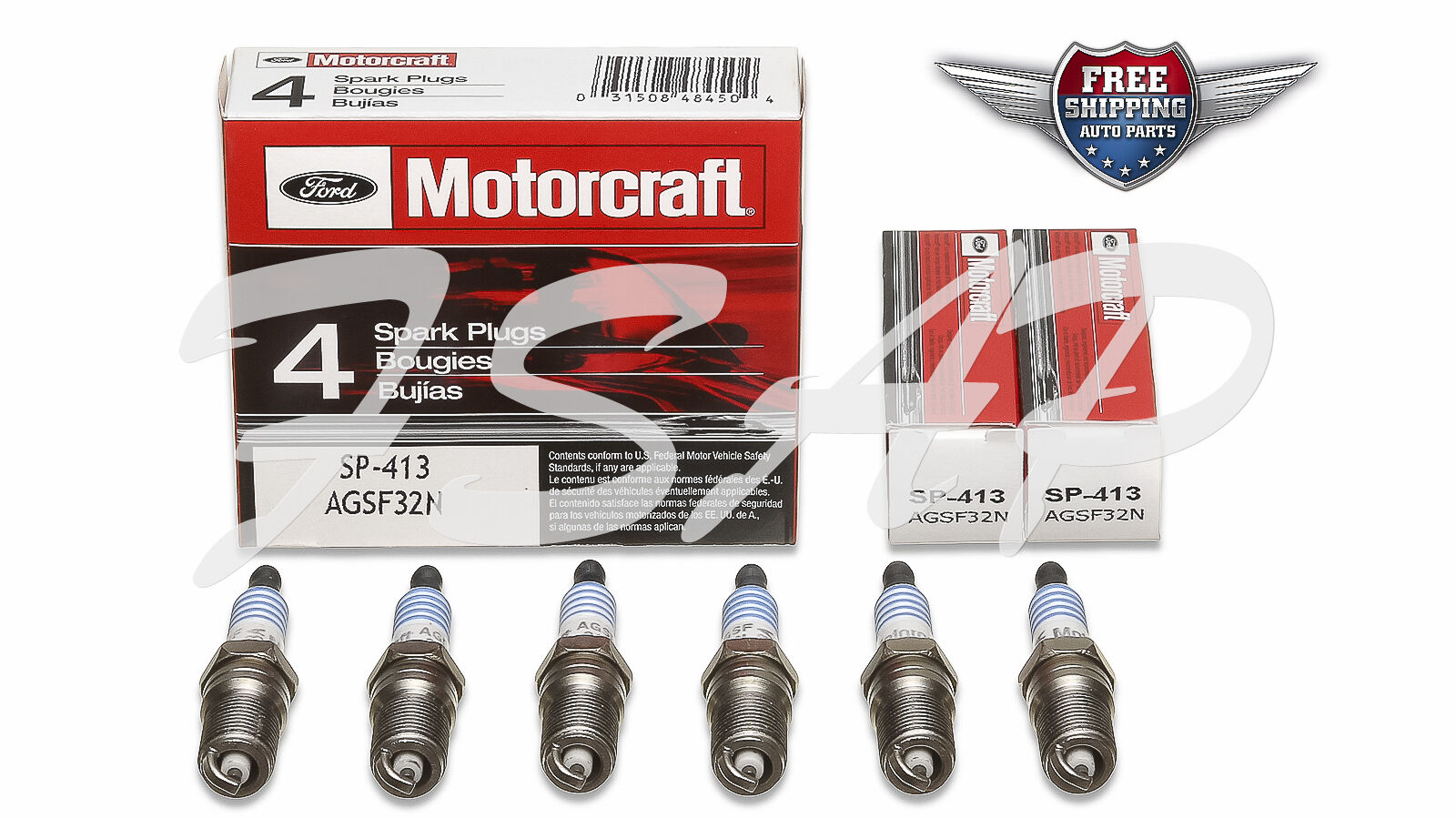 Brand New Set of 6 Motorcraft Spark Plugs SP413 AGSF32N