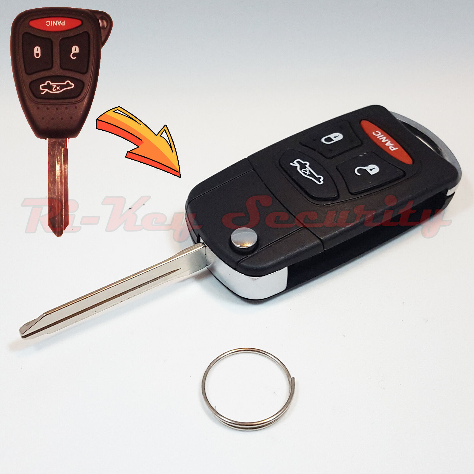 New Flip Key Modified Case Shell For Chrysler Dodge Jeep Remote Key 4 Buttons 3B