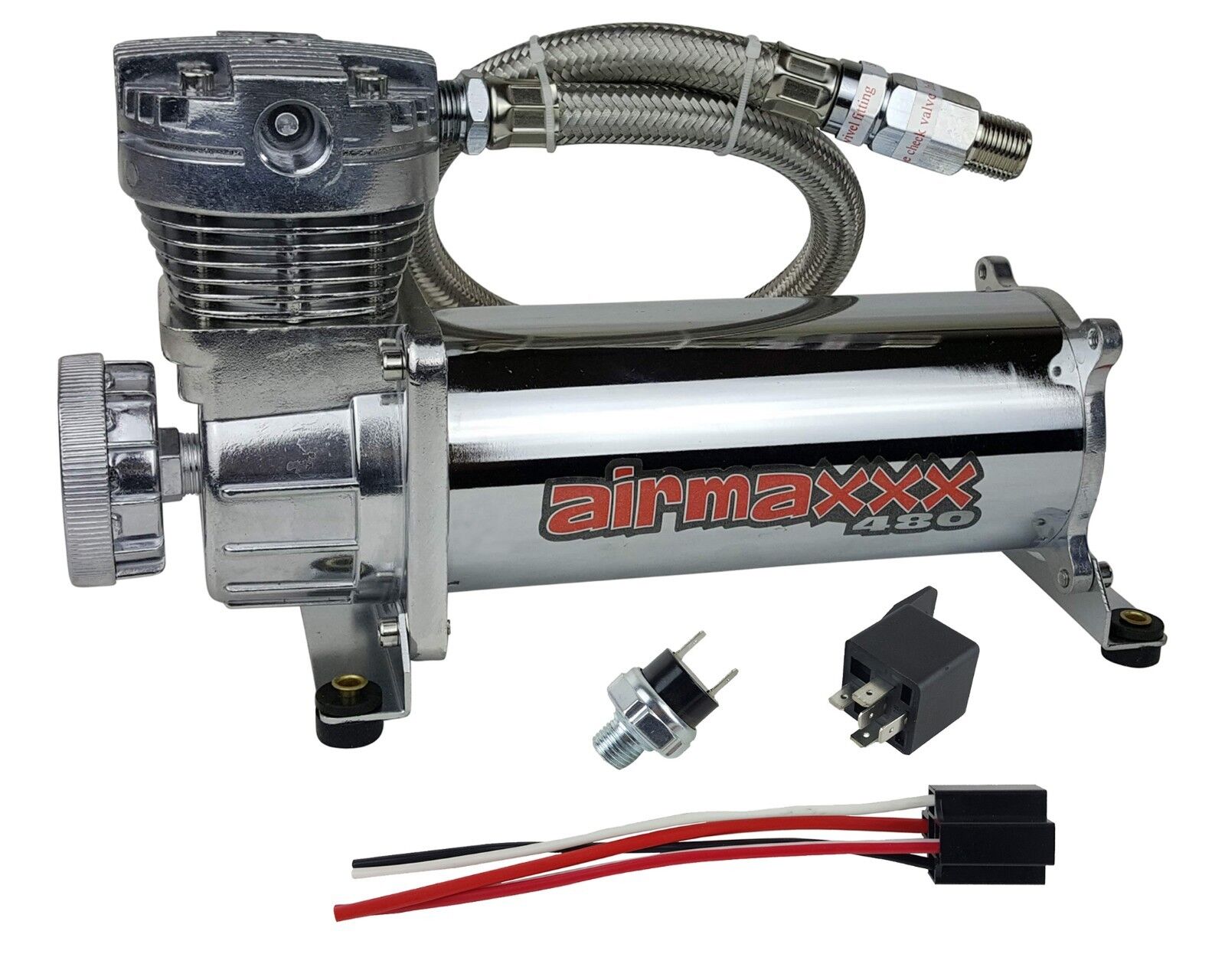 airmaxxx 480 Chrome Air Compressor For Air Horn Or Air Suspension 90/120 psi