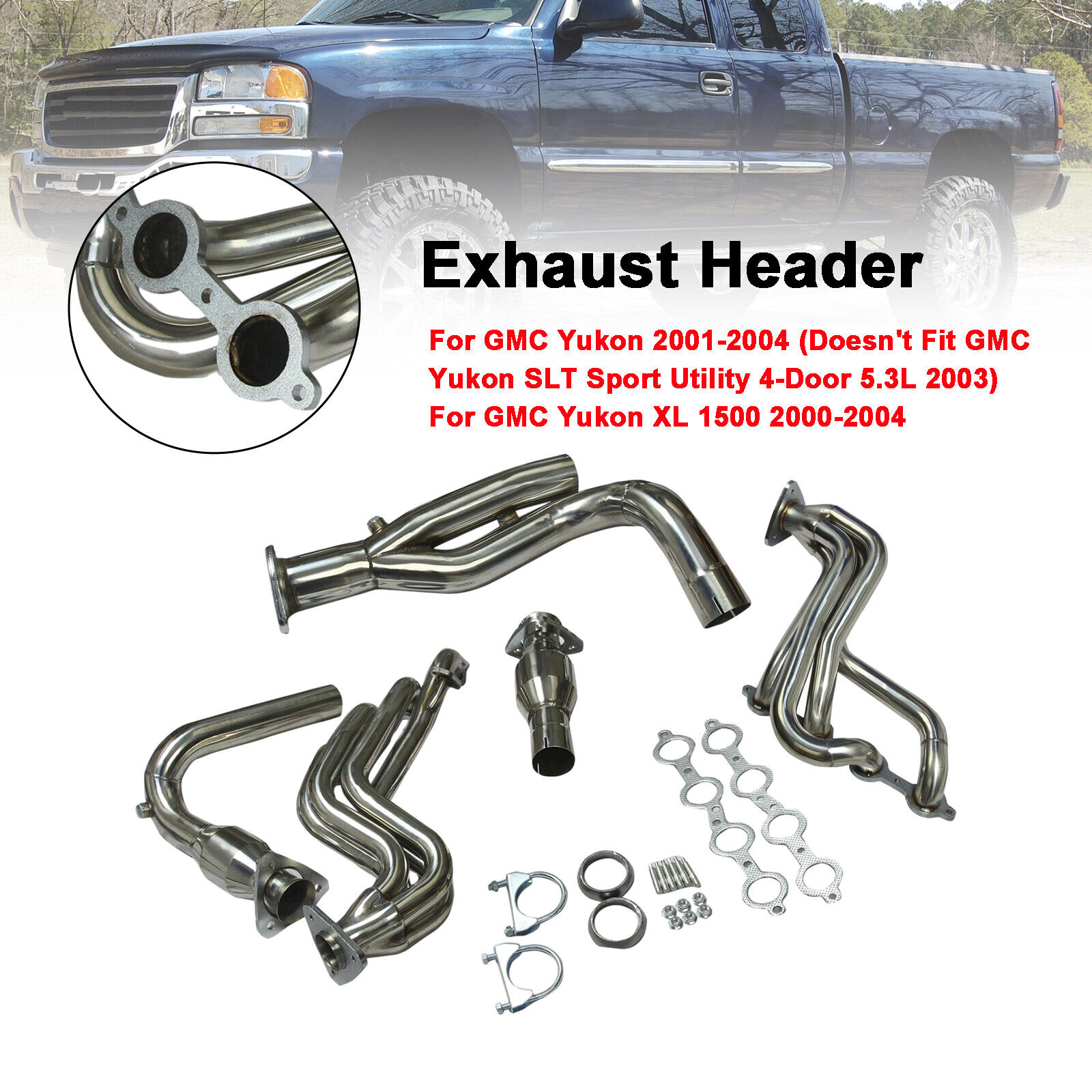 NEW 1× Exhaust Header Kit For GMC Yukon XL 1500 & Chevy Suburban 1500 / Tahoe US