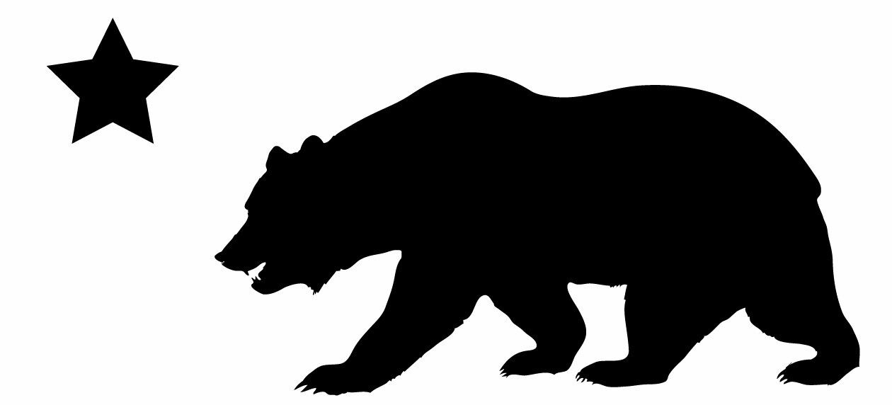 This is a California bear silhouette sticker or decal vinyl cut cali love.