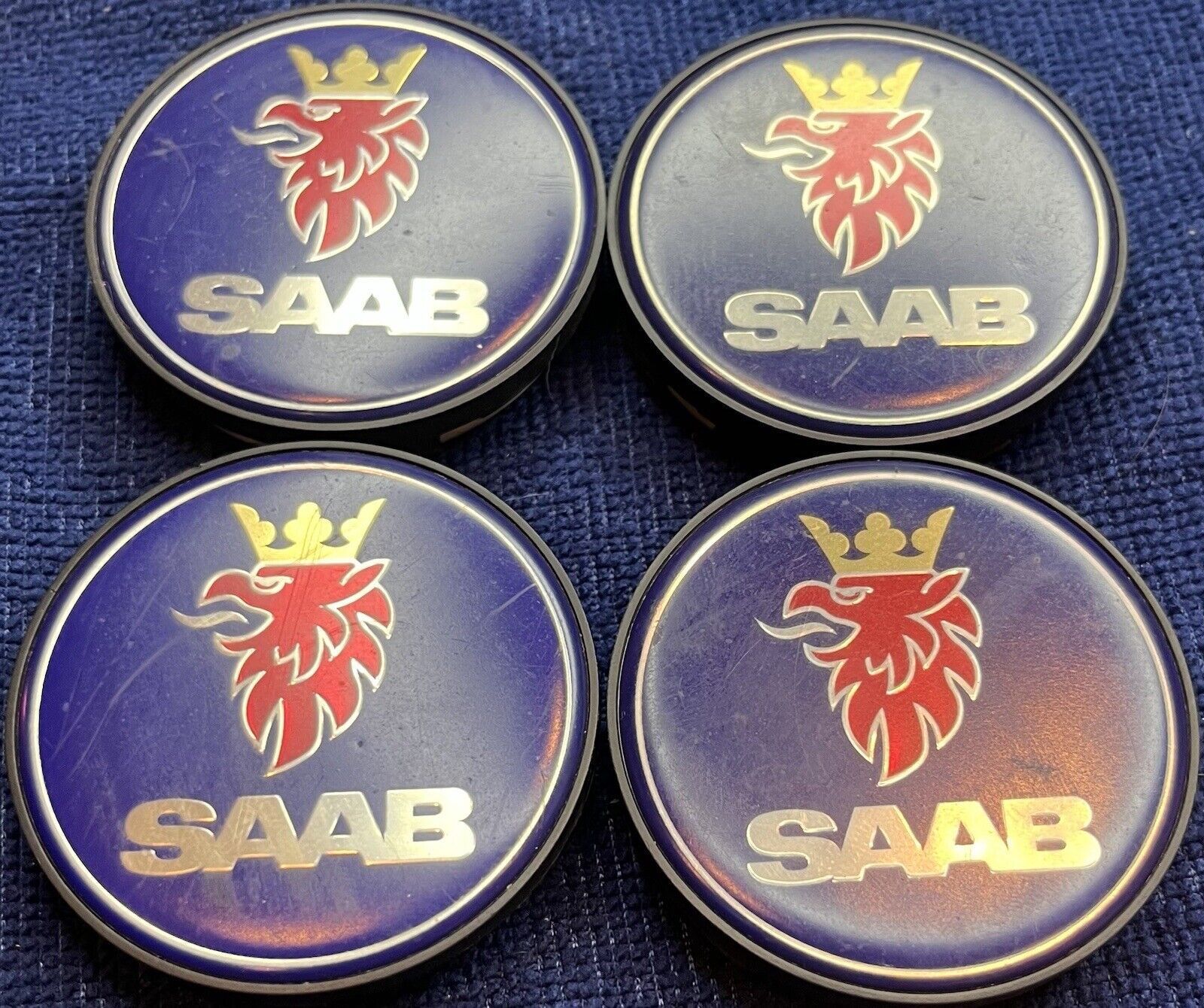 Set of 4 OEM 1999-11 Saab 9-3 9-5 9-7x Alloy Wheel Center Caps 12775052