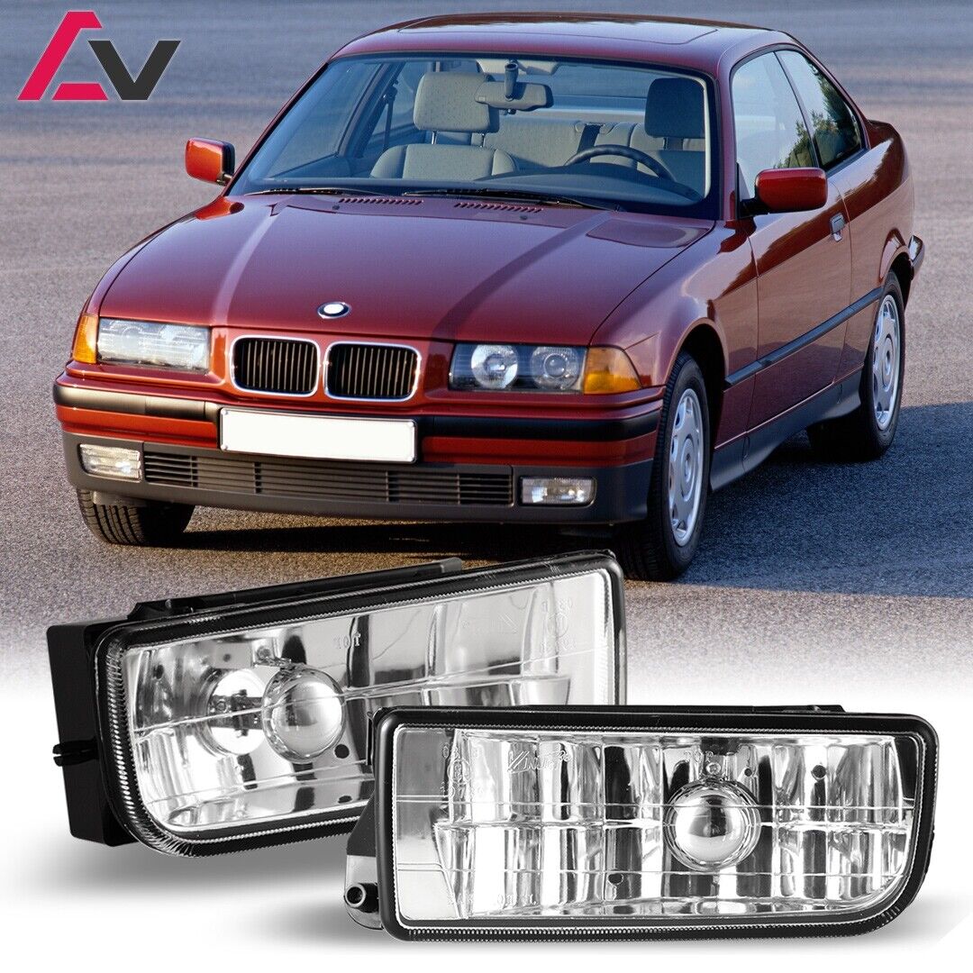 For BMW E36 1992-1998 Clear Lens Pair Bumper Fog Lights Front Lamps w/Bulbs