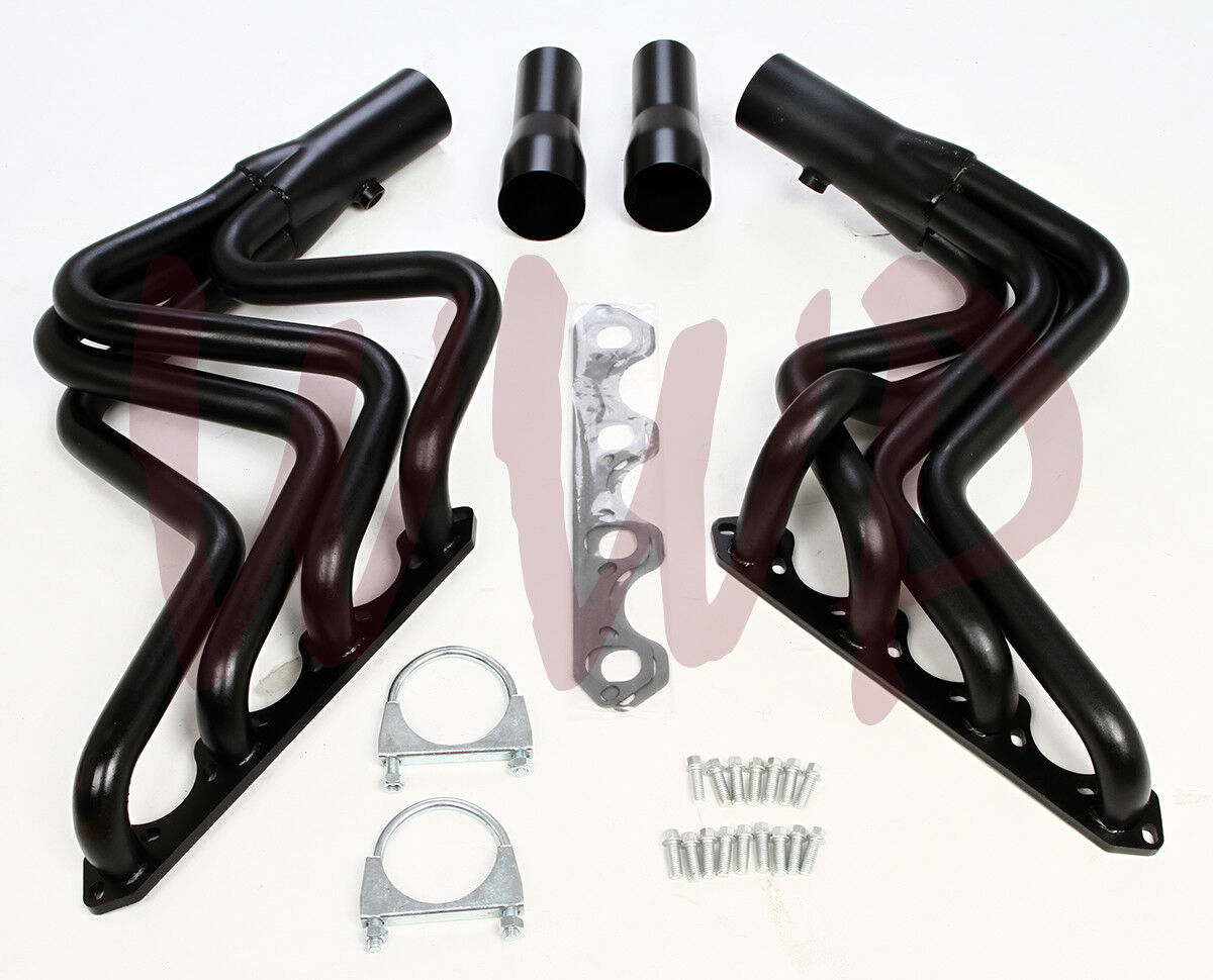 Black Performance Exhaust Header Manifold System Kit 80-96 Ford F150/F250 5.0L