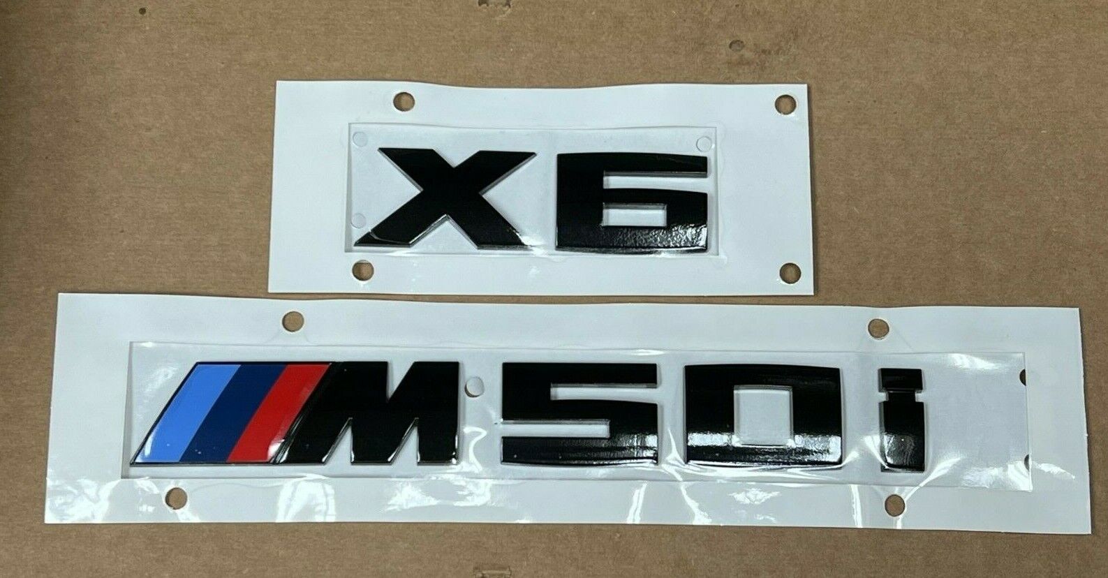 For B M X6 Series Gloss Black Emblem X6+M50i Rear Trunk  Badge For X6 Series