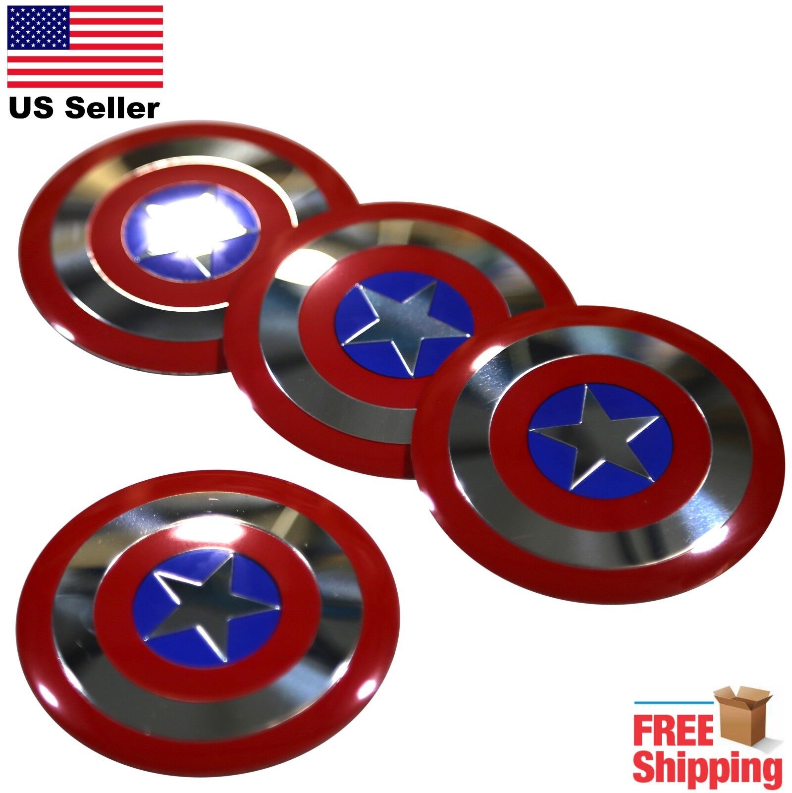 (PACK OF 4) Captain America Shield Wheel Center Cap Sticker Decals 2.20\