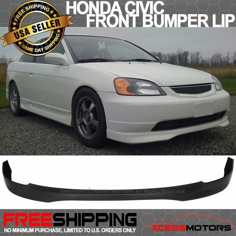 Fits 01-03 Honda Civic T-R Style Front Bumper Lip Spoiler Splitter Unpainted PP