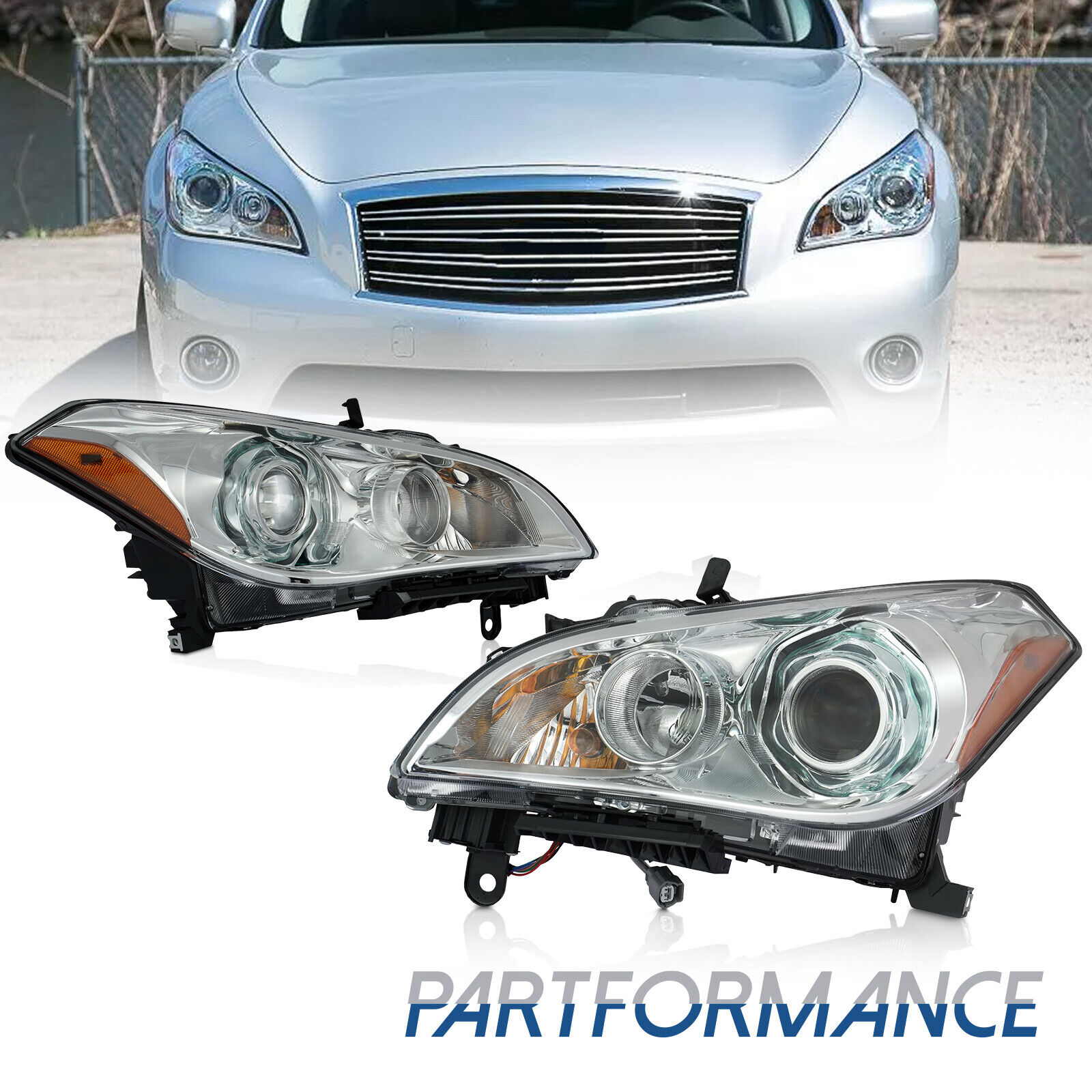 Chrome OE Style Projector Headlights W/AFS For 2011-2014 Infiniti M37 M56 Q70