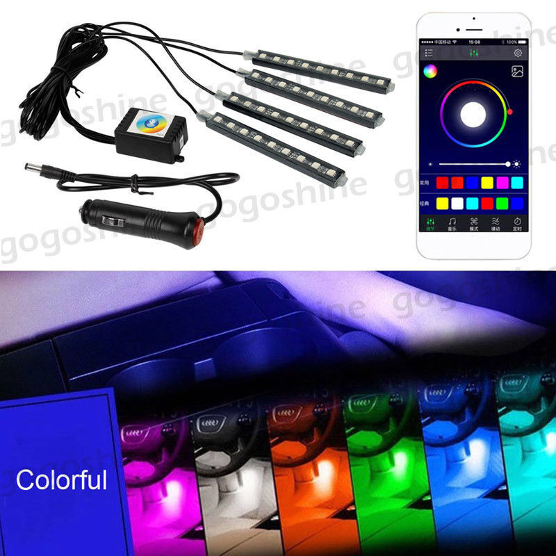 4x RGB Color LED Tube Light Neon Strip Floor Lamp Music Wireless Phone Control