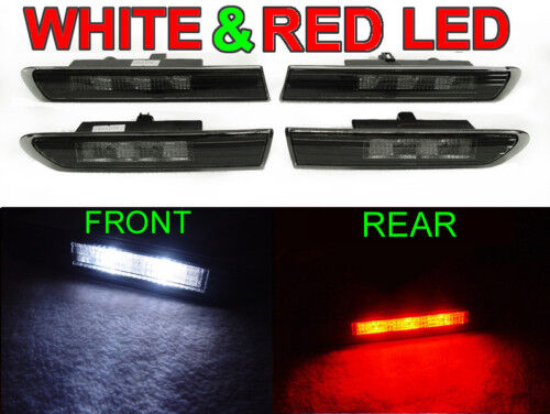 2004-08 ACURA TL FRONT WHITE / REAR RED LED SMOKE SIDE MARKER LIGHT 4 PIECES