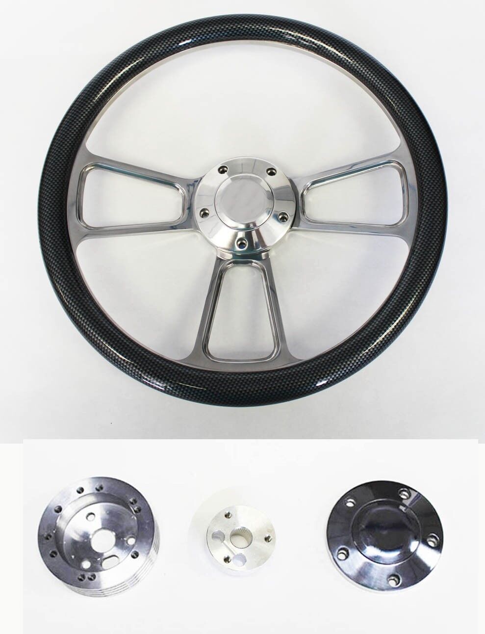 67 68 Pontiac GTO Firebird Lemans Steering Wheel Carbon Fiber and Billet 14