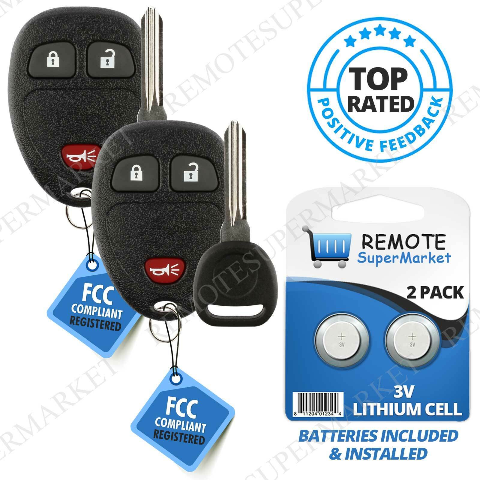 2 Replacement for Chevy 2006-2011 HHR Uplander Remote Start Car Key 3b Fob Set