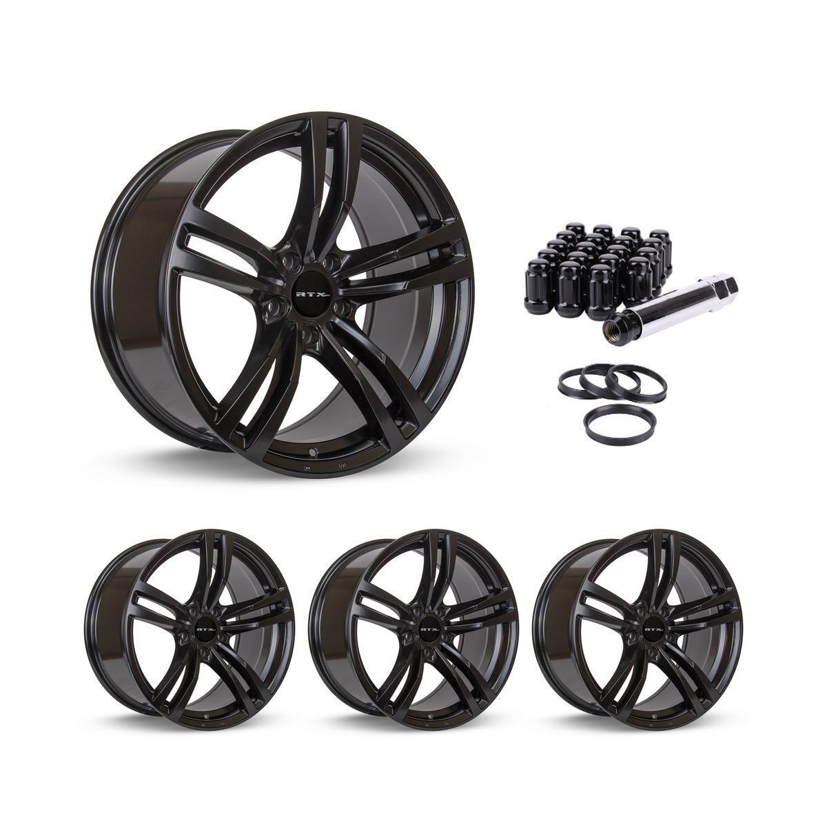 Wheel Rims Set with Black Lug Nuts Kit for 97-99 BMW 318ti P829191 18 inch