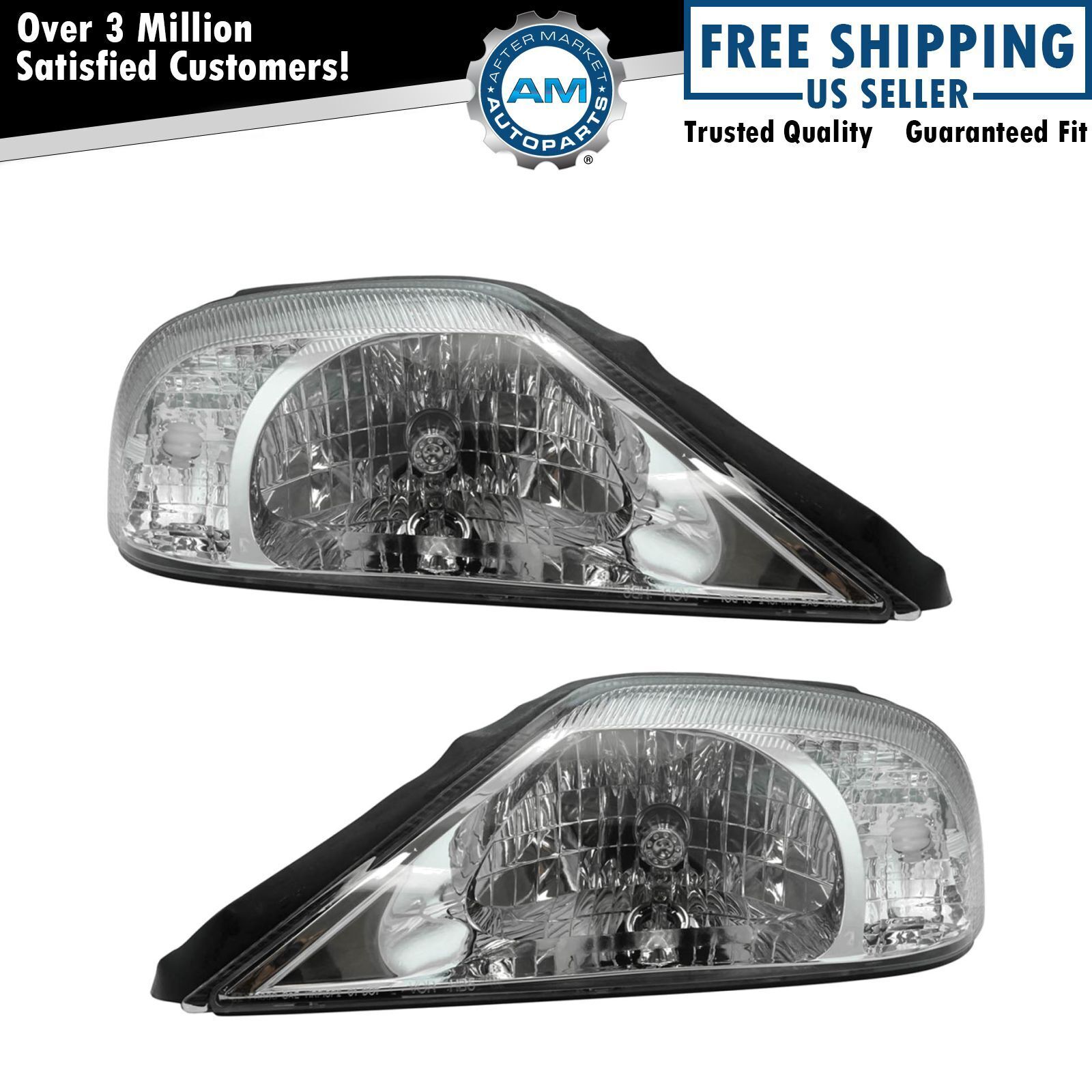 Headlights Headlamps Left & Right Pair Set NEW for 00-05 Mercury Sable