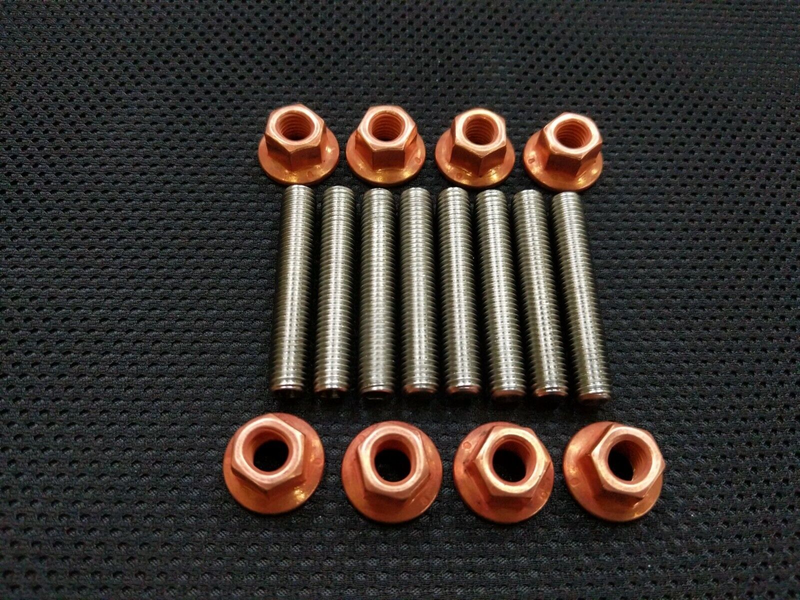 M7 Stainless Steel Exhaust Studs and Copper Flange nuts M7x1 M7x1p M7x1 pitch 8
