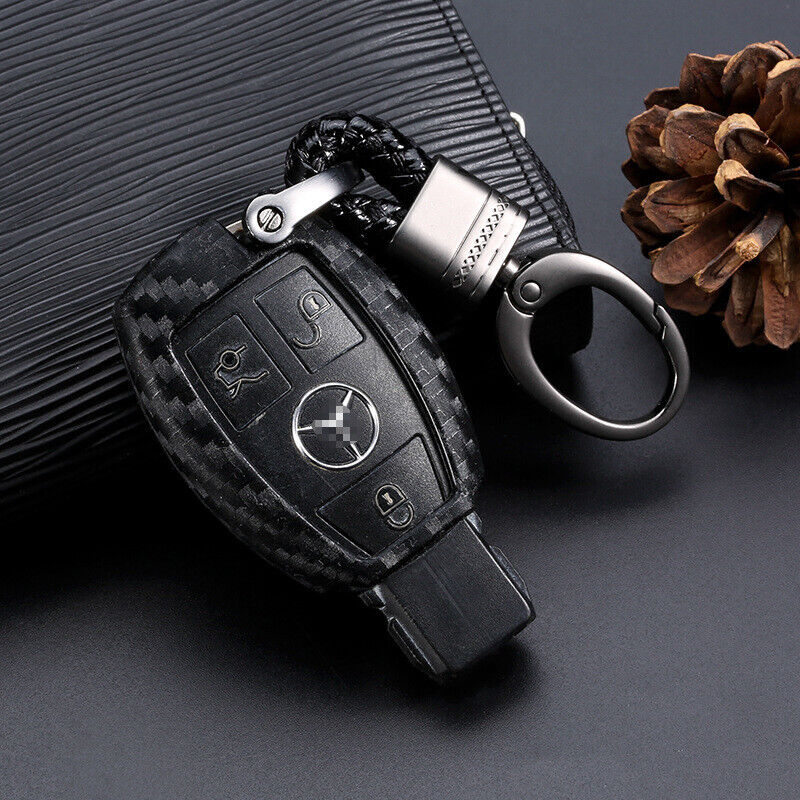 1x Carbon Fiber Car Key Case Protector Accessories For Mercedes-Benz US Shipping
