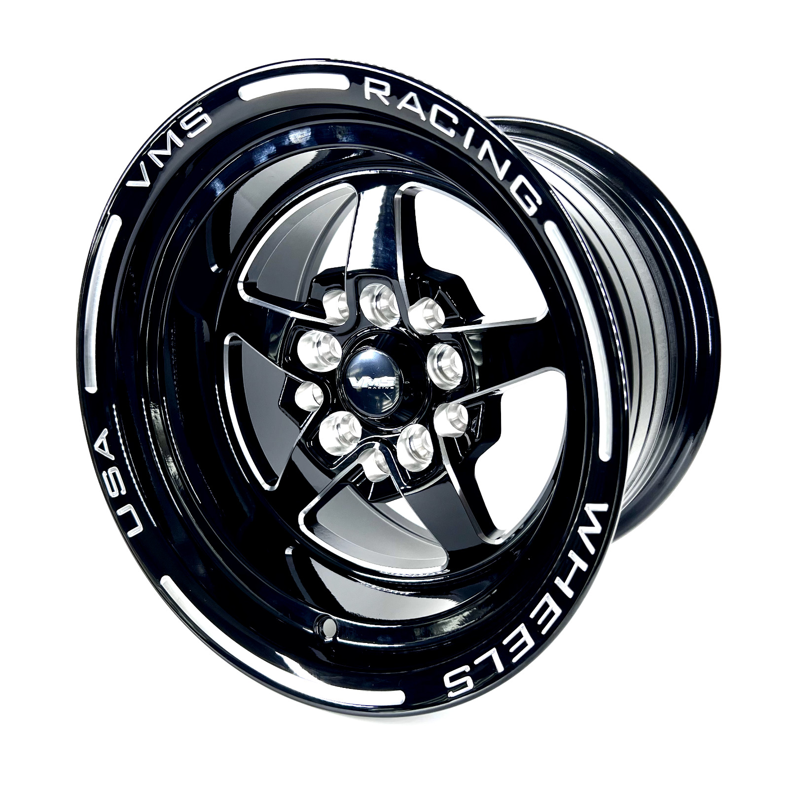 VMS Racing Black V Star Milling Drag Wheel Rim 13x9 5X100 | 5x4.5\