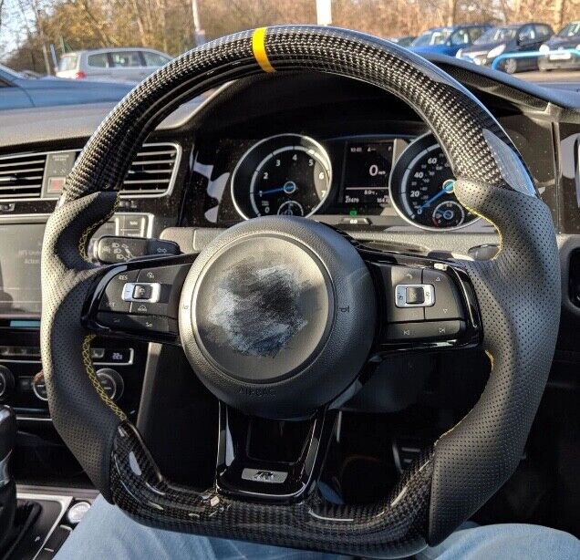 Carbon Fiber Flat Customized Steering Wheel for VW Golf MK7 GTI R line Scirocco