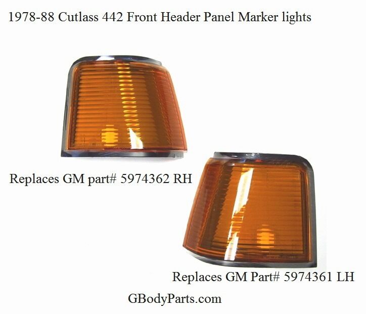87-88 Olds Cutlass supreme Calais 442 GT-350 Header Panel Marker Lights lens Set
