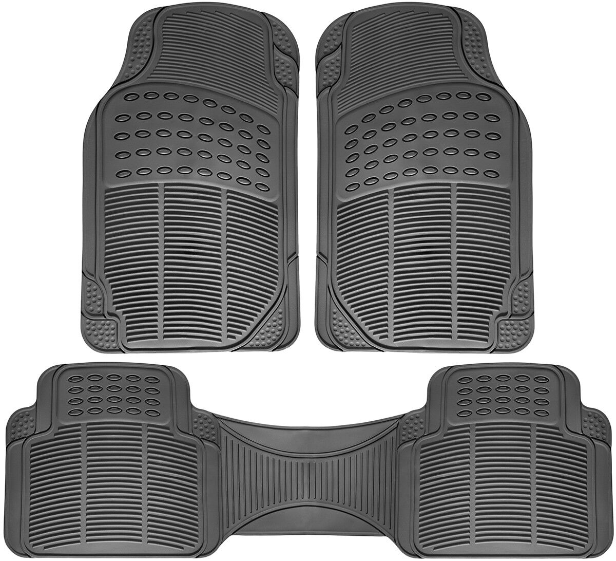 Car Floor Mats for Toyota Camry 3pc Set All Weather Rubber Semi Custom Fit Grey
