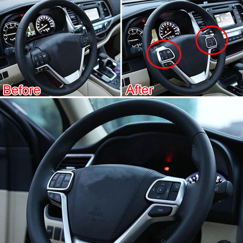 Chrome Steering Wheel Trim Cover 2pcs Decoration For Toyota Highlander 2015 -16 