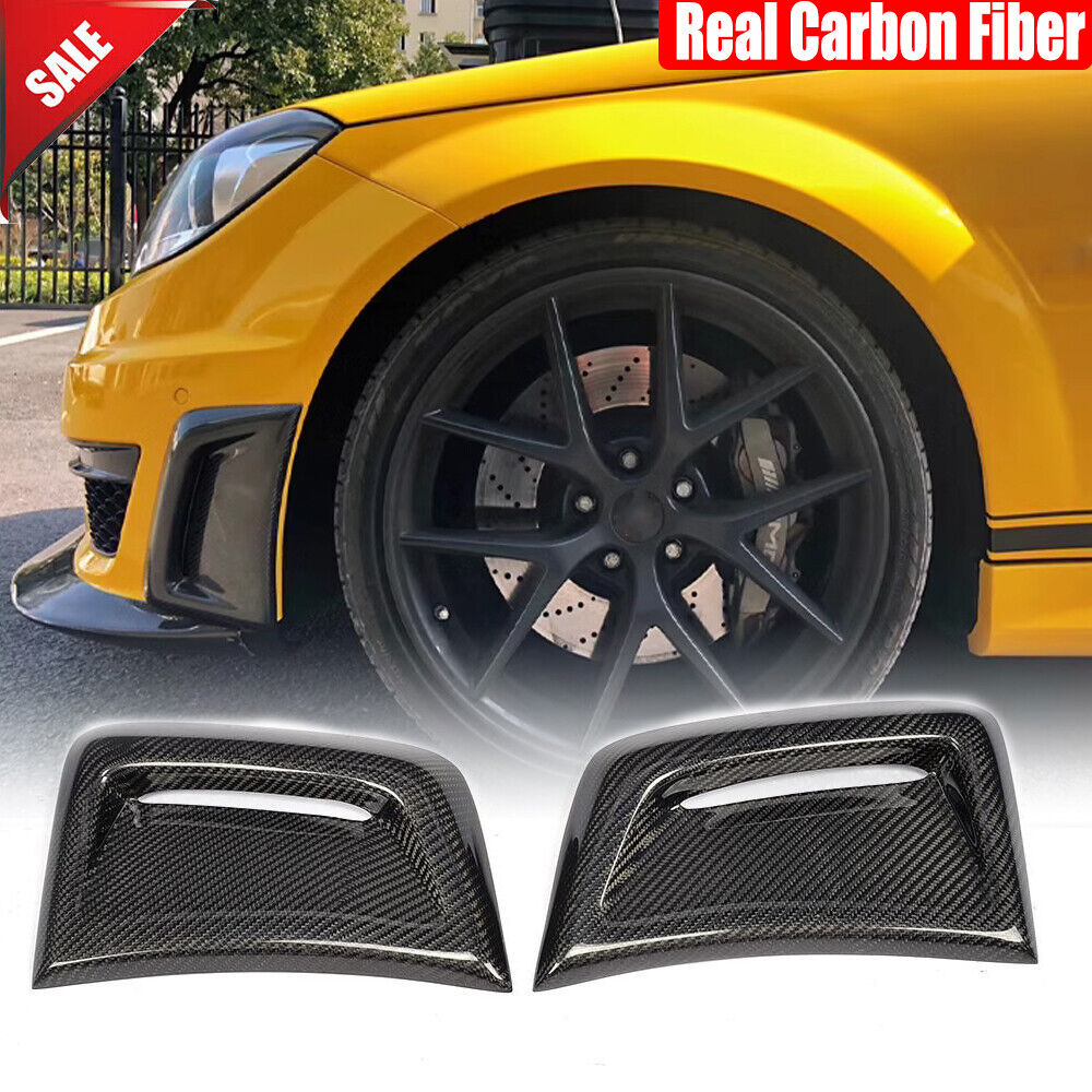 Real Carbon Fiber Side Fender Insert Air Vent Coves for Benz W204 C63 AMG 12-14