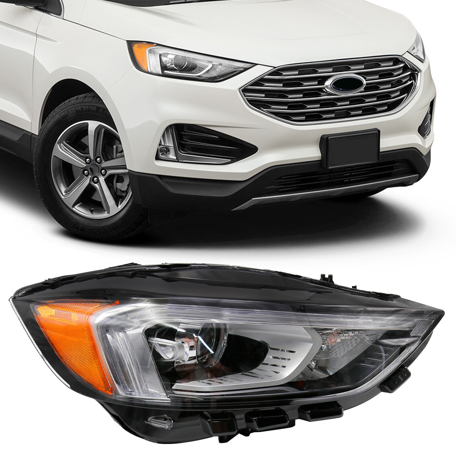 Passenger Side Headlight LED For 2019 2020 2021 Ford Edge 2.0L/2.7L