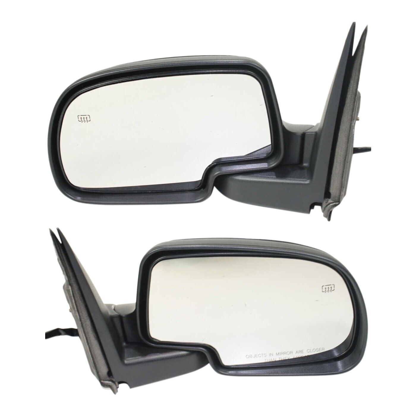 Side View Mirrors Power Heated Black Textured LH & RH Pair Set for Chevy GMC