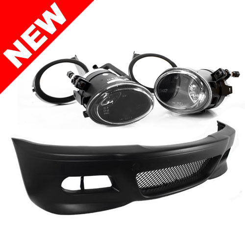 99-06 BMW E46 3-SERIES M3 STYLE FRONT BUMPER W/ ECODE FOG LIGHTS + FOG COVERS