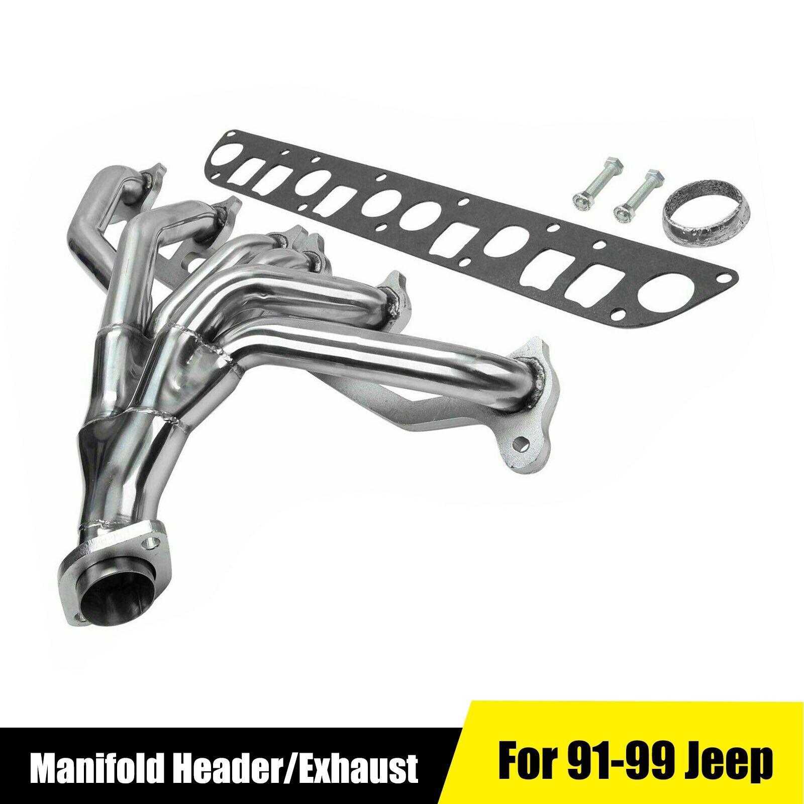 For 91-99 Jeep Wrangler Cherokee 4.0L TJ YJ XJ Stainless Manifold Header/Exhaust