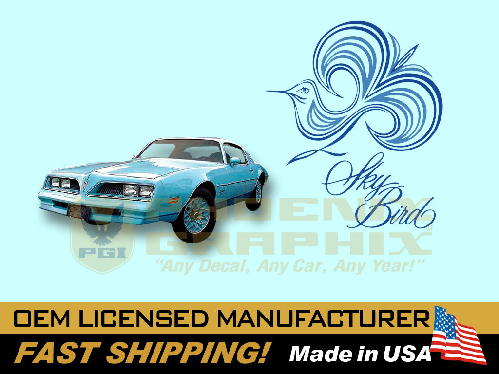 1977 1978 Pontiac Firebird Esprit Blue Skybird Decals Graphics Stripes Kit
