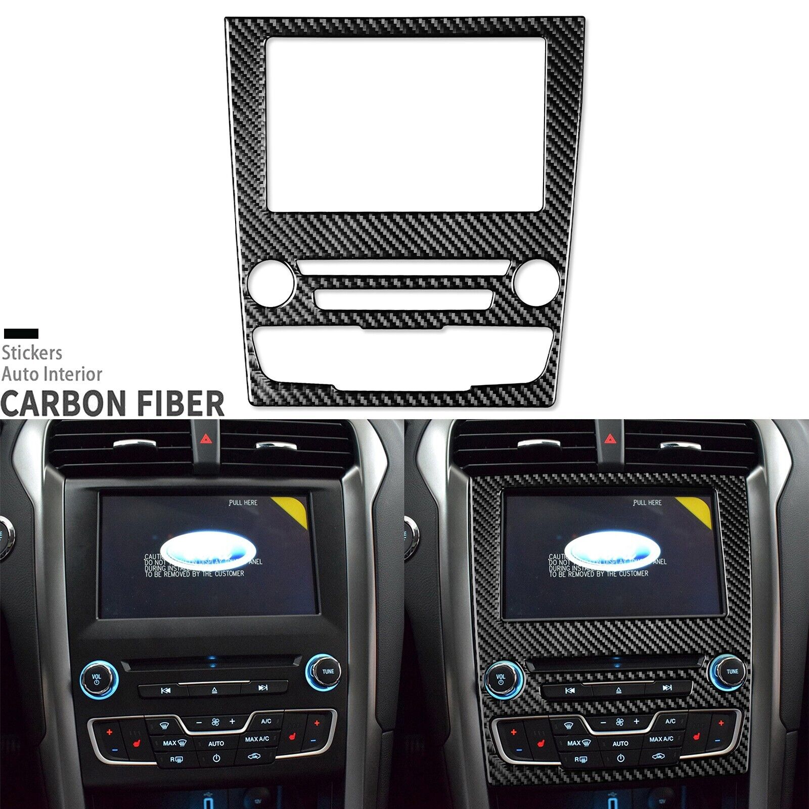 Real Carbon Fiber Center Console AC CD Panel Cover For Ford Fusion Mondeo 13-19